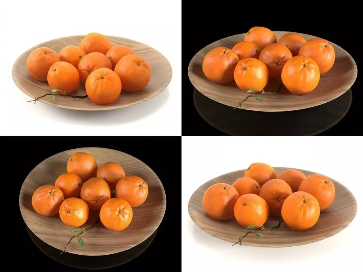 Oranges on wooden plate 3D model_0