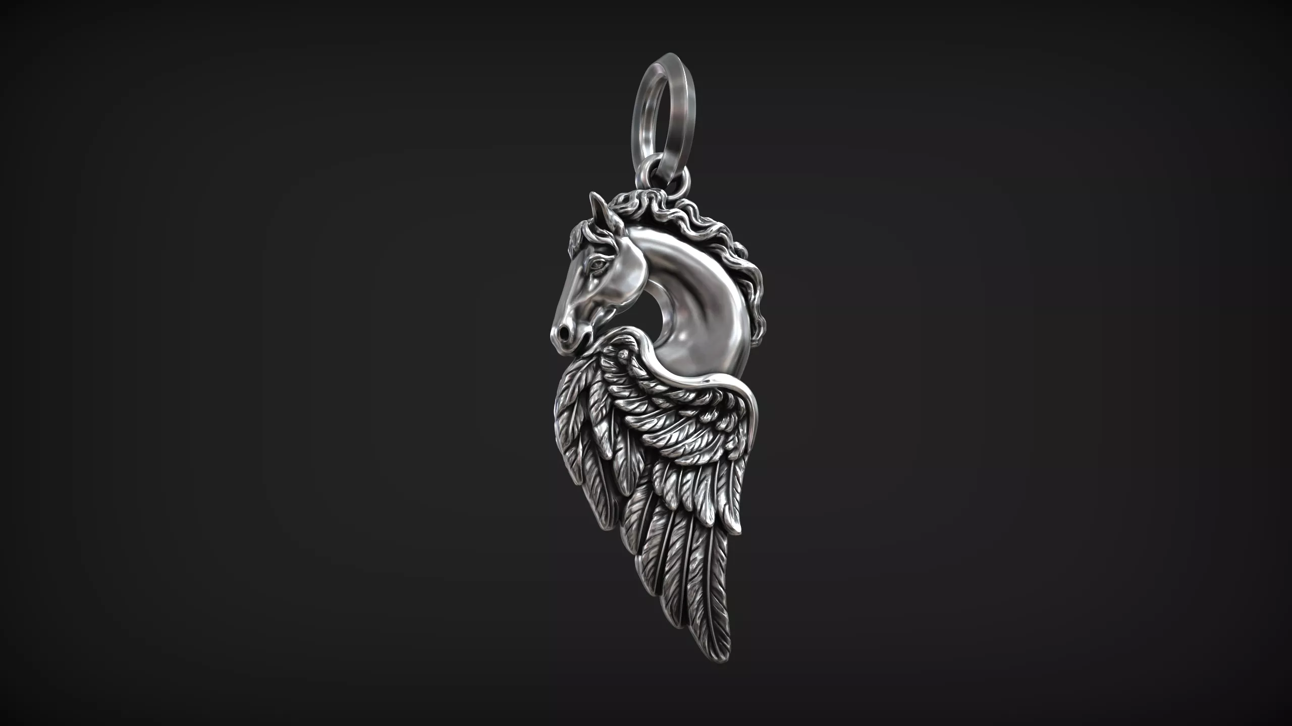 Pegasus Wing Pendant Winged Horse Mythology Amulet 3D print model