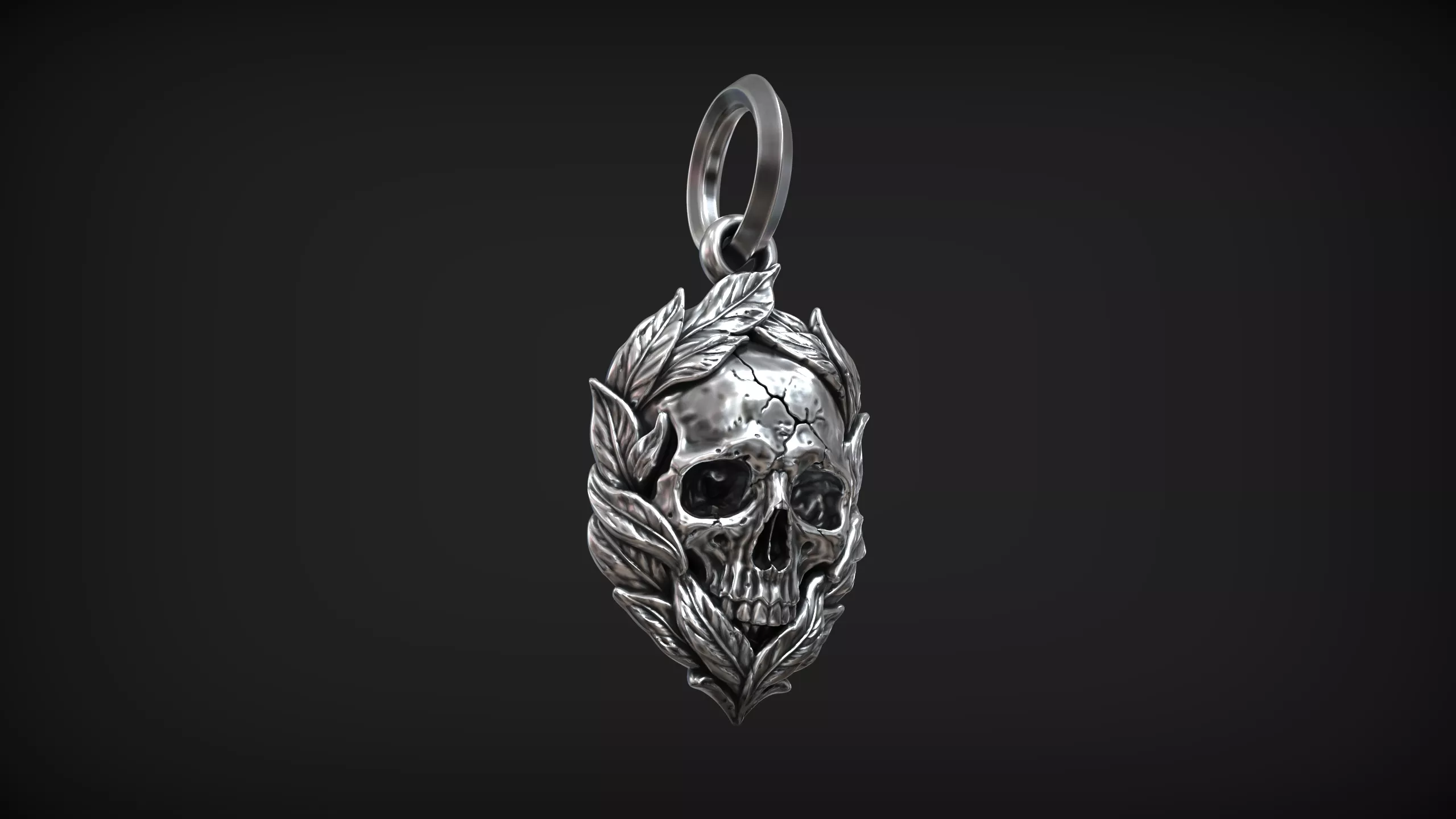 Laurel Skull Memento Mori Victory Wreath Pendant 3D print model