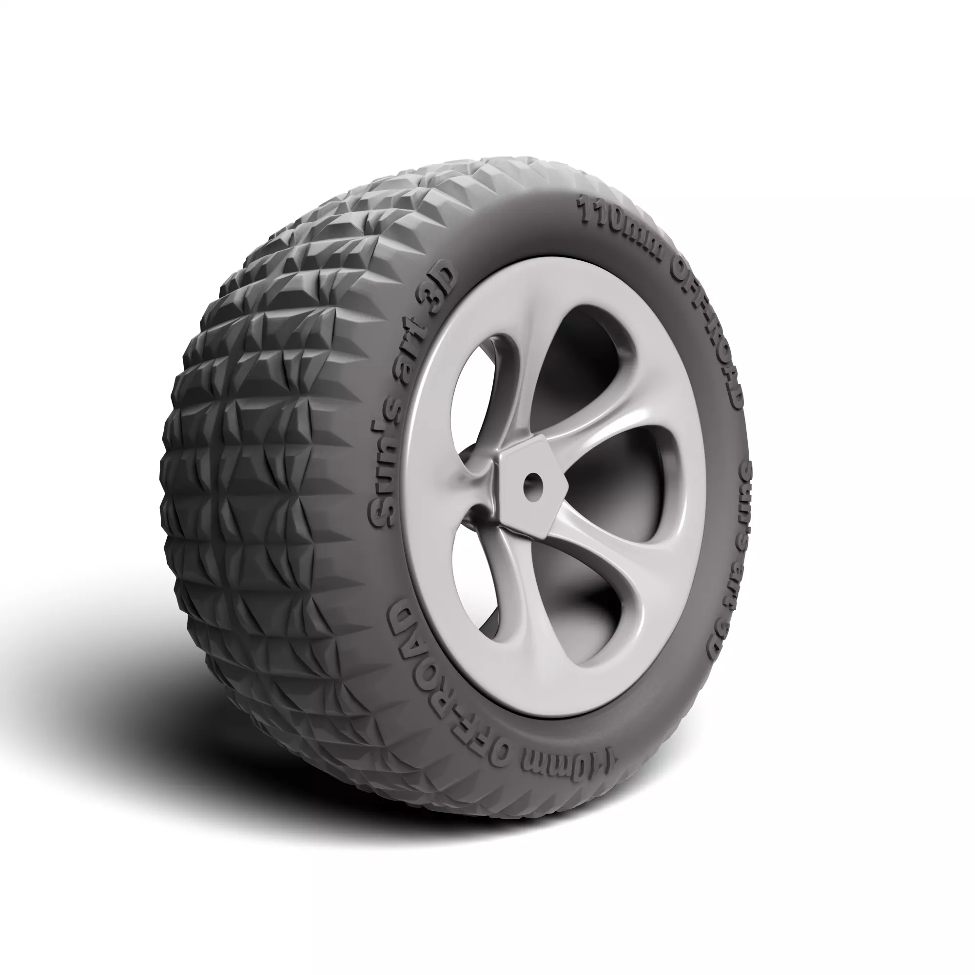RC Off-Road Monster Truck Tire and Wheel Rim Set - 3D Printable 3D print model