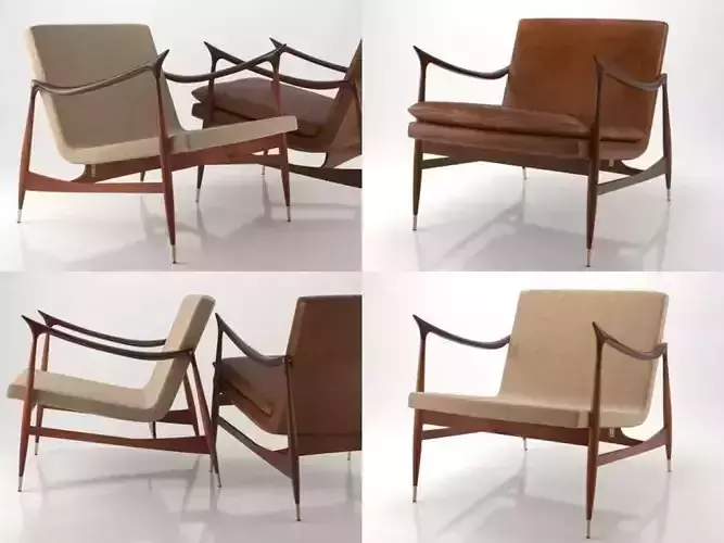 Dinamarquesa set of four lounge chairs 3D model