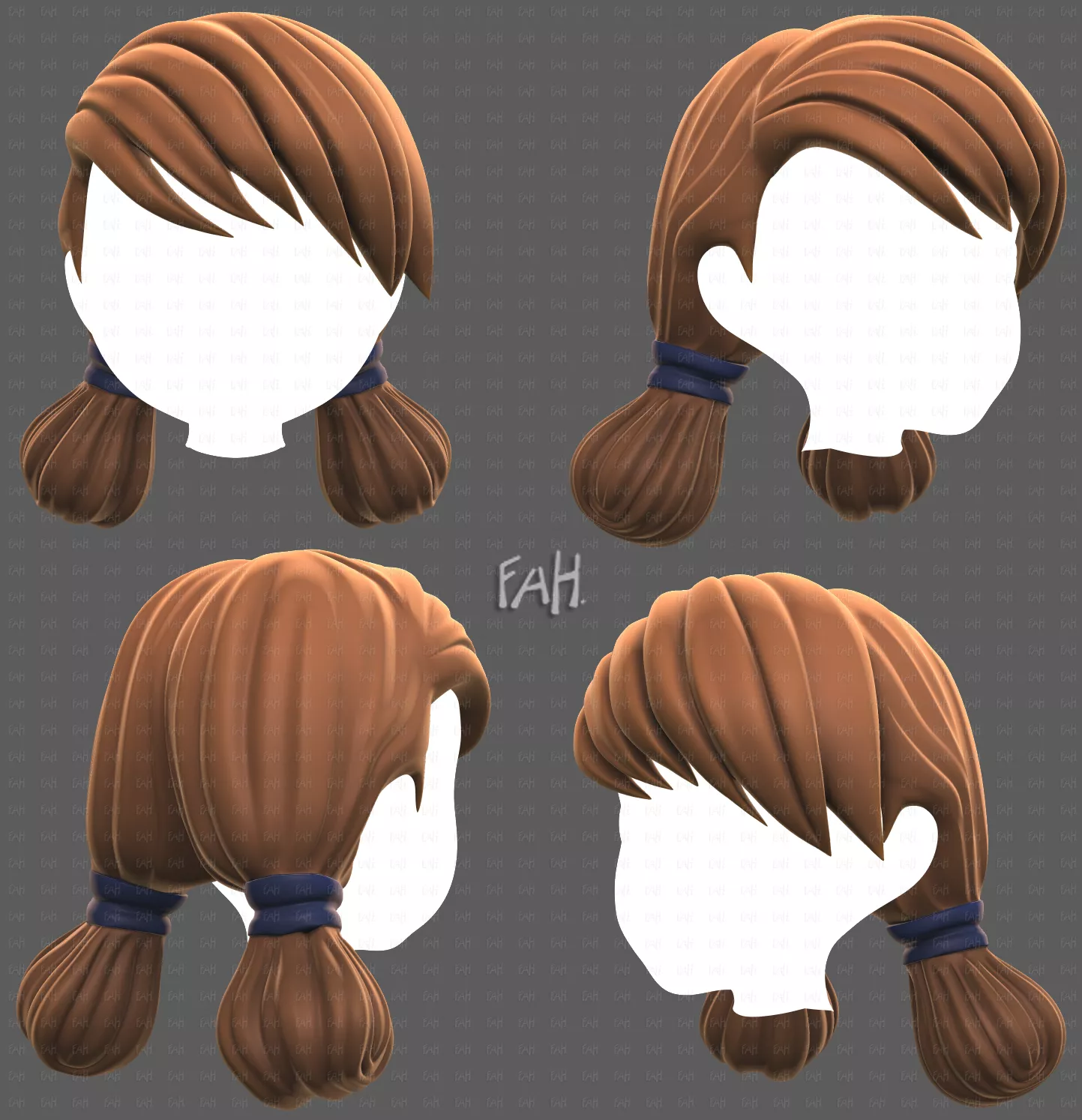 Base Hair for girl V75 Low-poly 3D model