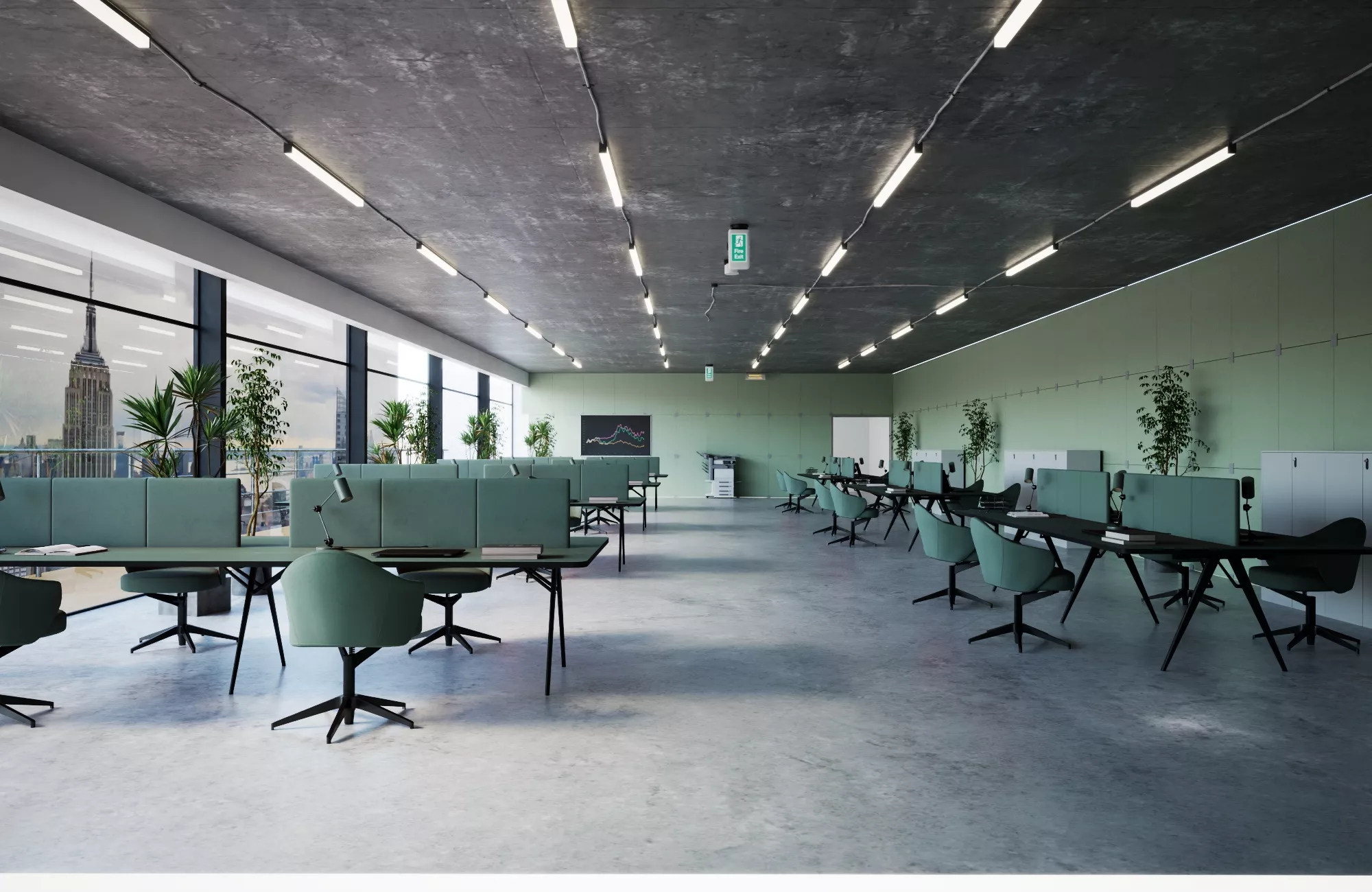 Modern Industrial Open Plan Office Interior 3D model