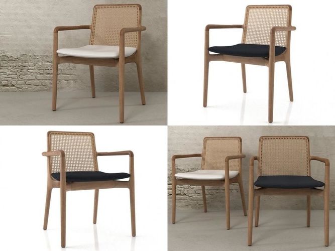 Milla four wooden chairs with cushion 3D model