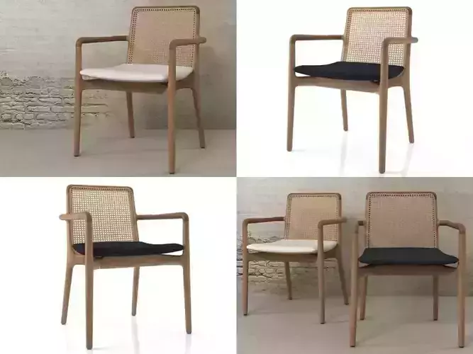 Milla four wooden chairs with cushion