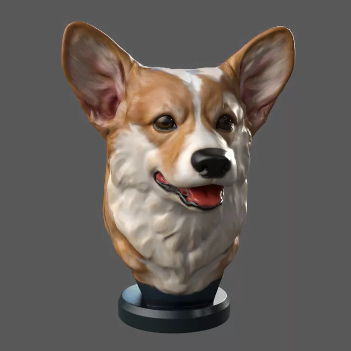 Corgi head 3D print model