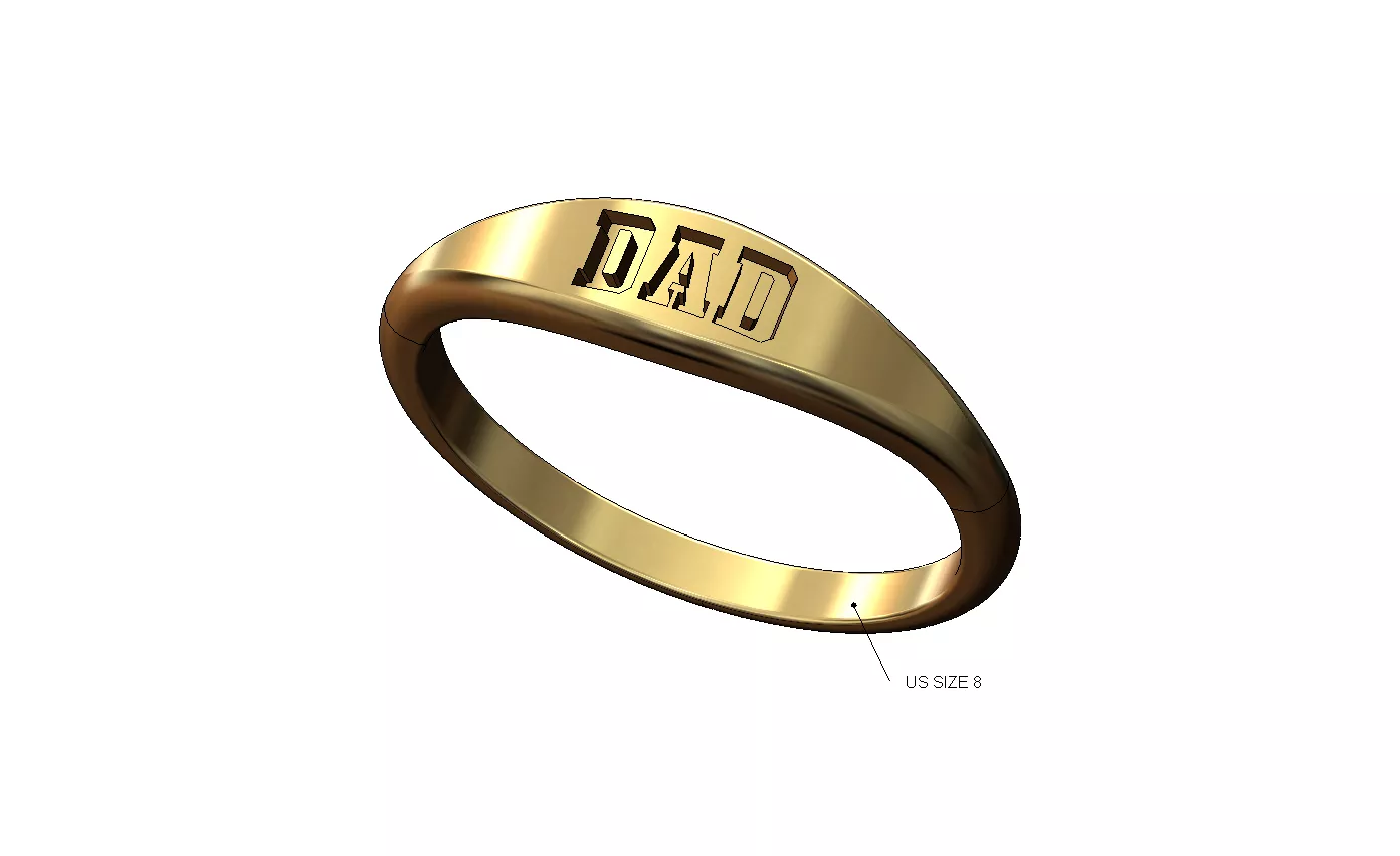 Dad engraving signet ring US size 8 3D print model