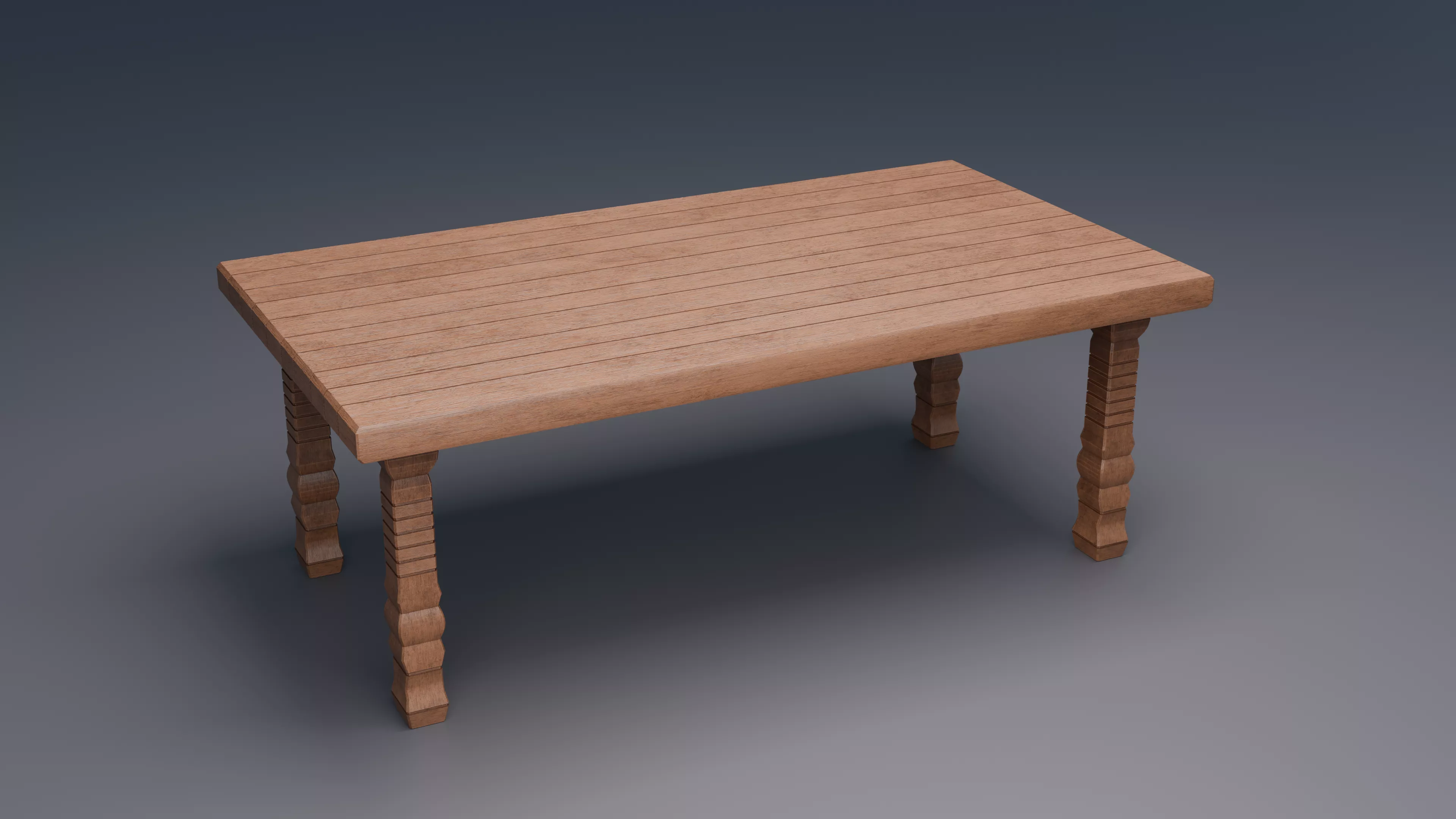 Wooden Dining Table Free low-poly 3D model
