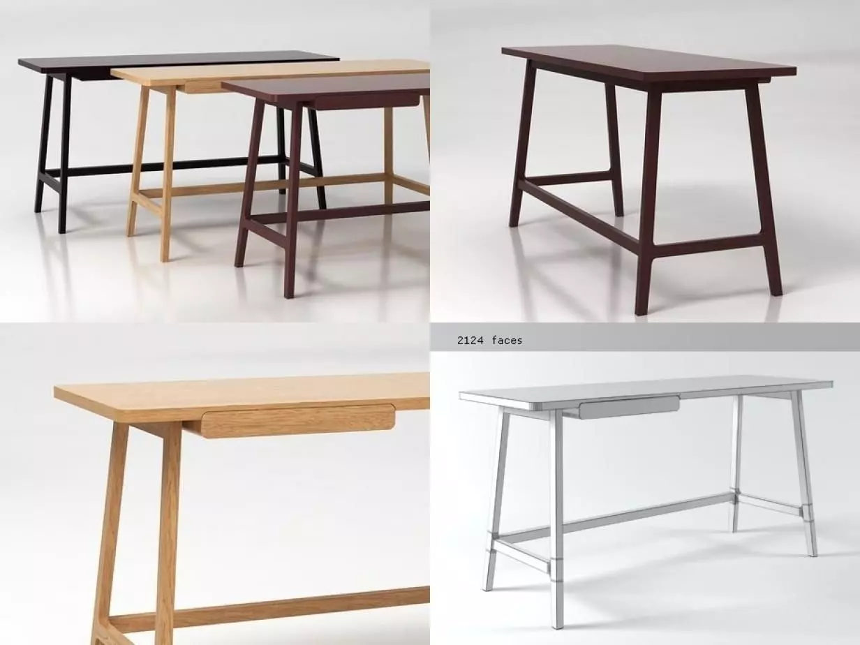 Ponti four desks 3D model_0