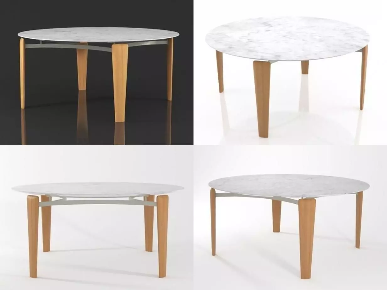 Tablet four different tables with marble tops 3D model_0