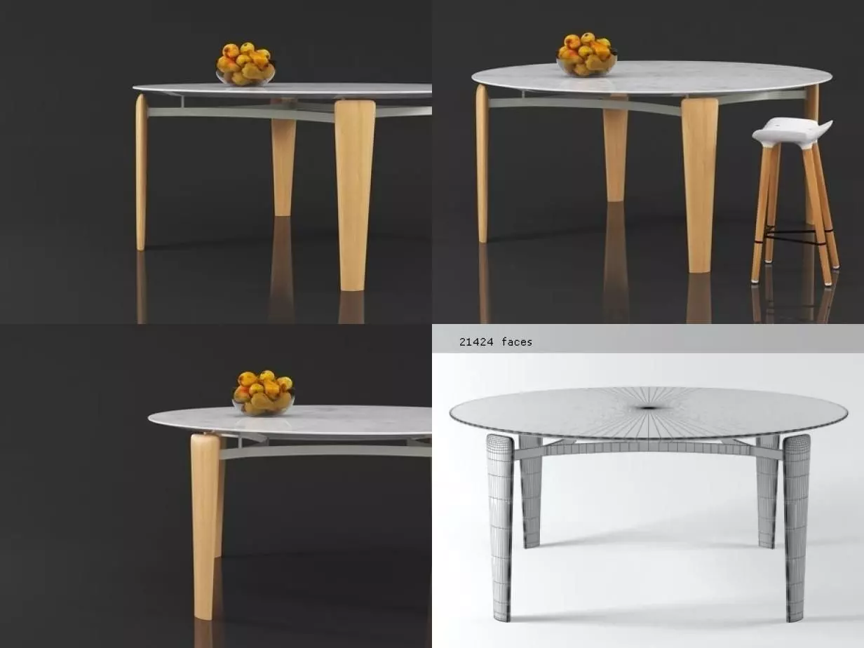 Tablet four different tables with marble tops 3D model_1