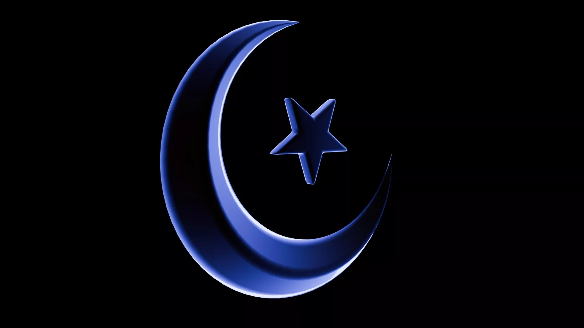 3D Golden Crescent Moon- Star-Islamic Symbol 3D model