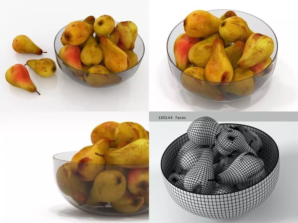 Pears in glass bowl 3D model_1