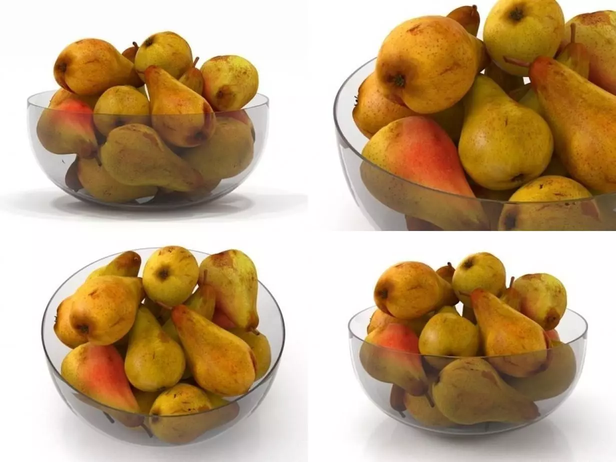Pears in glass bowl 3D model_0