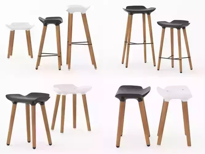 Pilot different stools with wooden legs