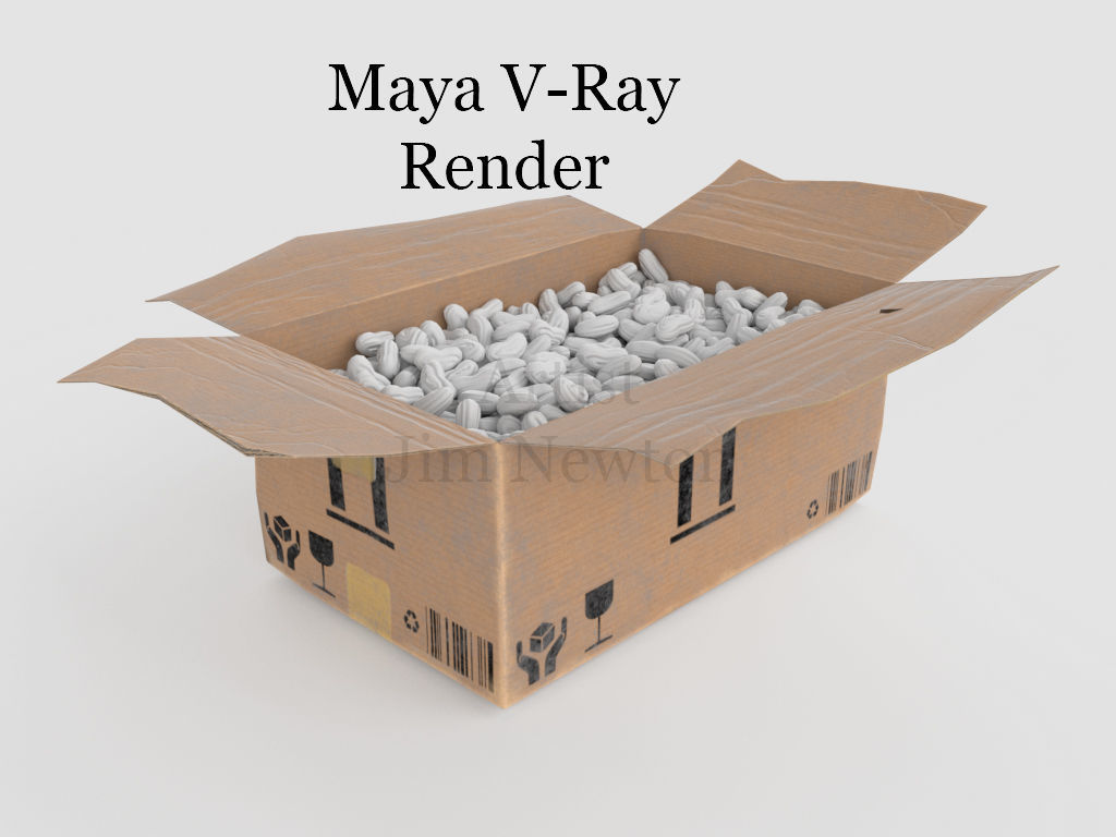 Opened Shipping box 3D model_3