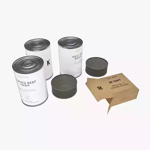 US K-rations set WWII Low-poly 3D model