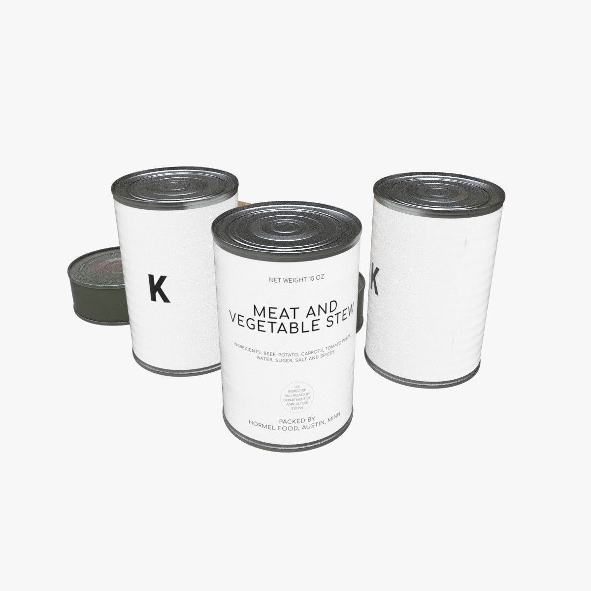 US K-rations set WWII Low-poly 3D model_5