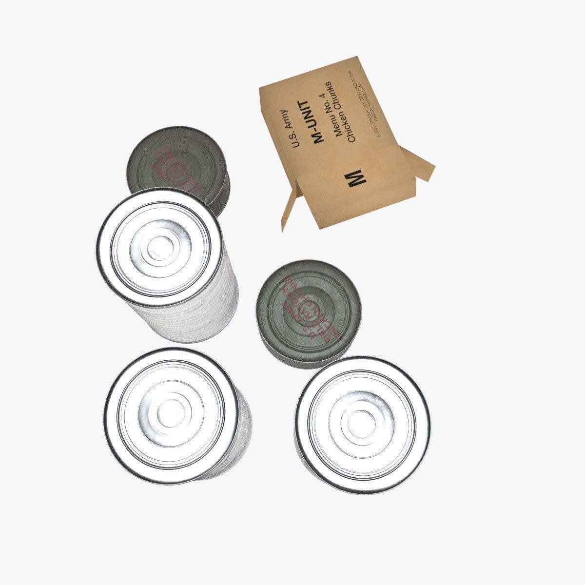 US K-rations set WWII Low-poly 3D model_6