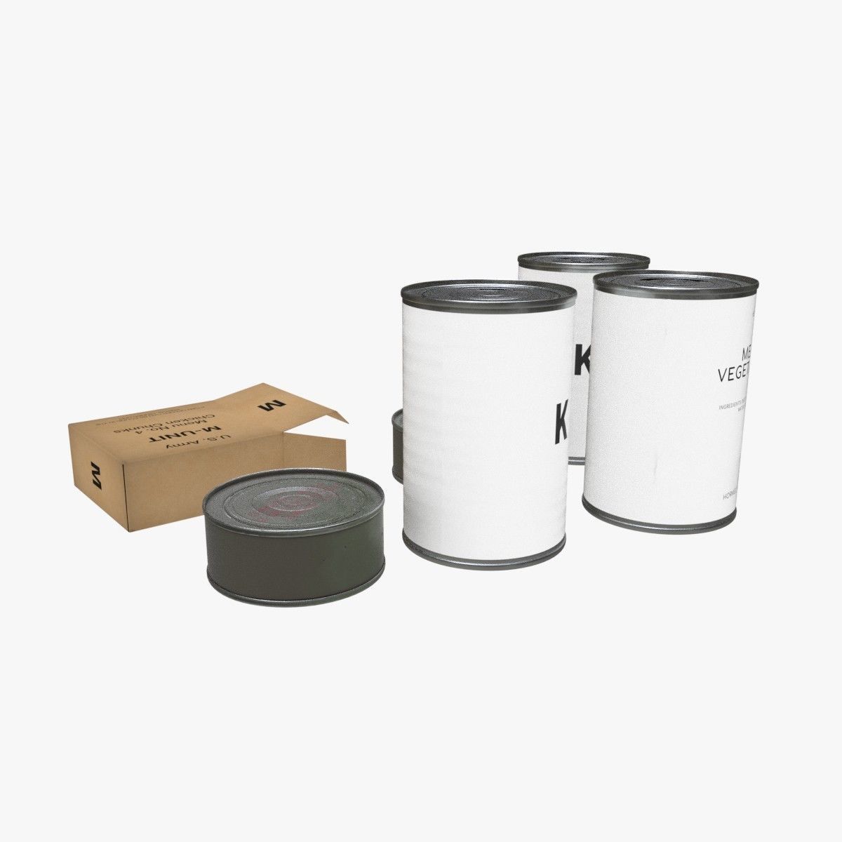 US K-rations set WWII Low-poly 3D model_4