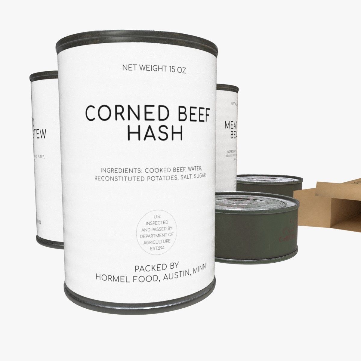 US K-rations set WWII Low-poly 3D model_8