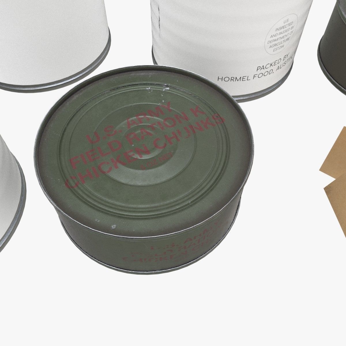 US K-rations set WWII Low-poly 3D model_9