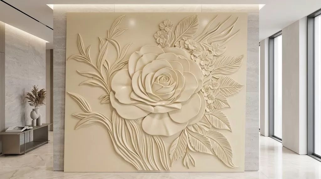 Classic Rose Flower Wall Panel Relief STL MAX FBX OBJ 3D model