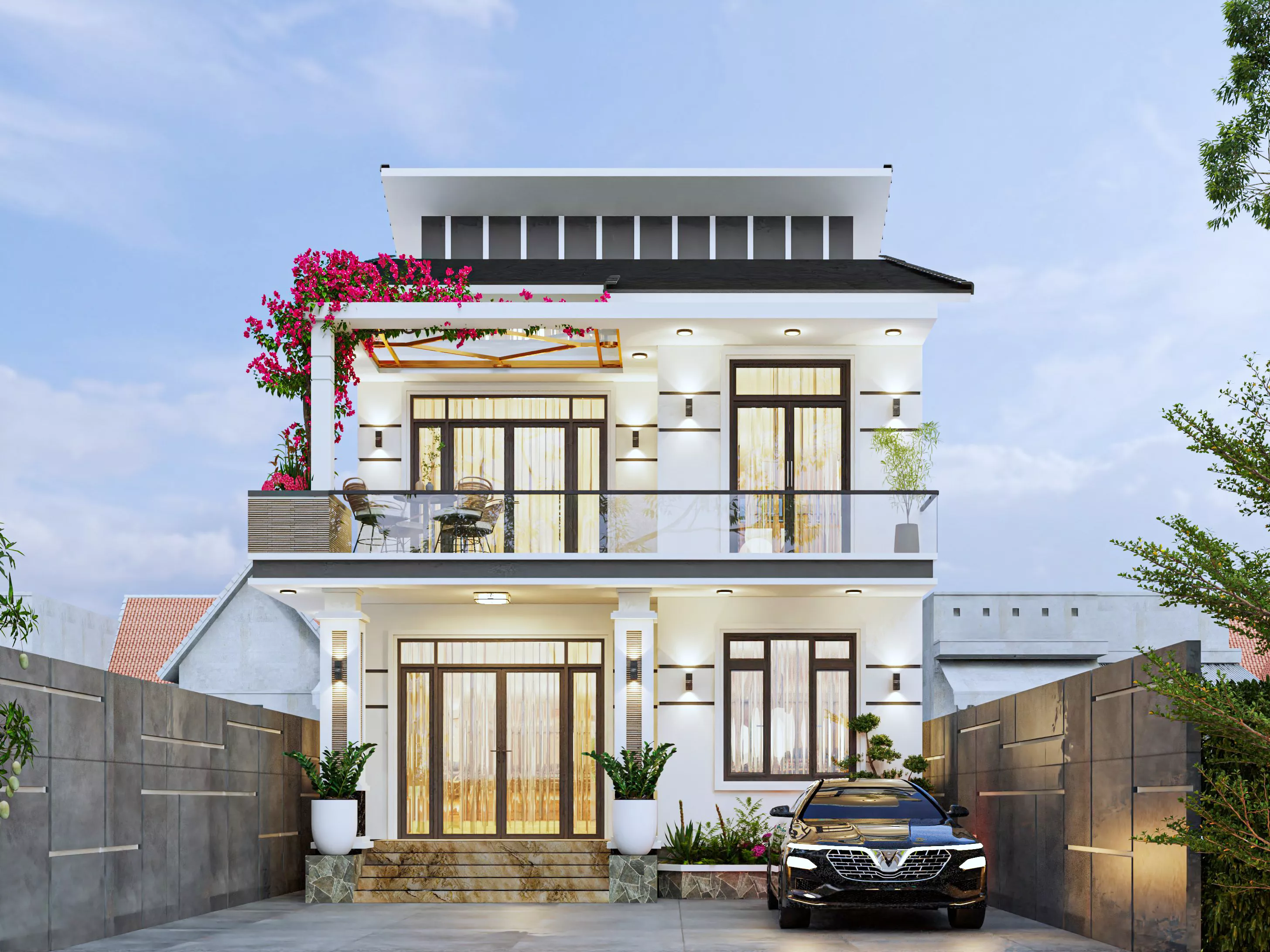 Modern Two-Story Urban Villa Exterior 3D model