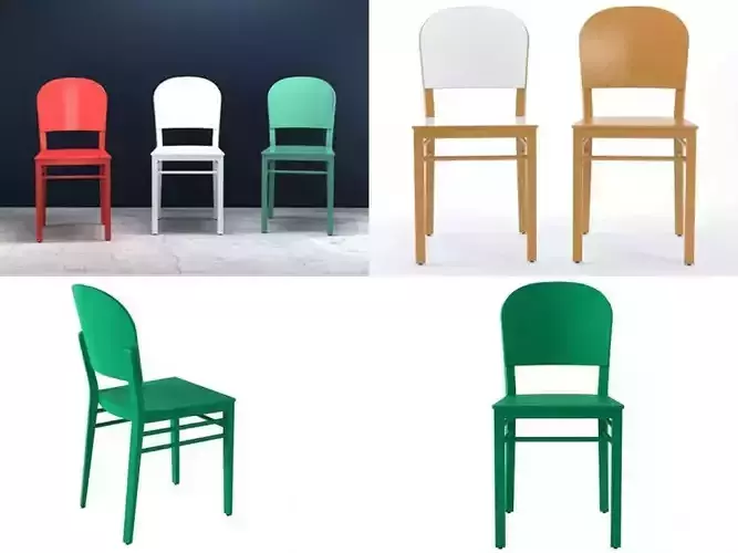 Chair a four different colored chairs 3D model