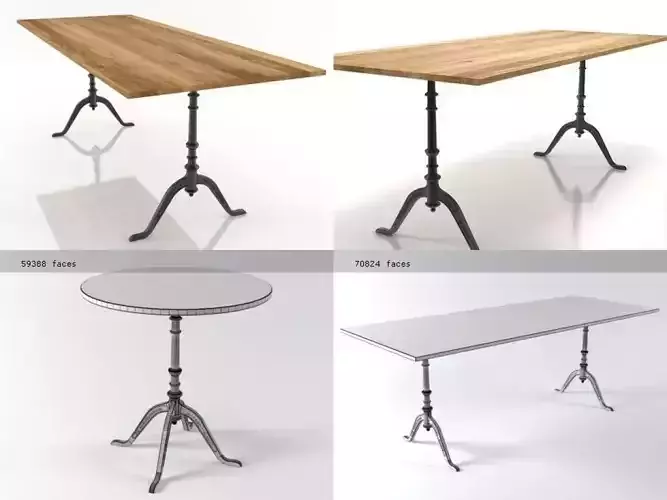 Gloria table with different legs and tops 3D model
