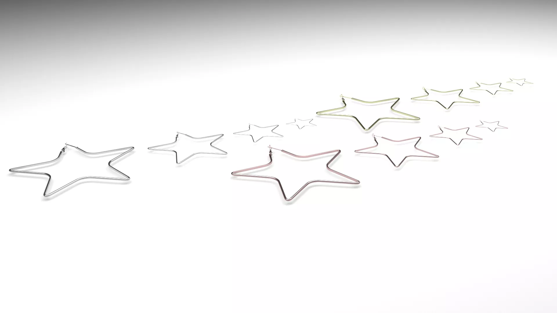 Star Hoop Earrings Set 3D print model