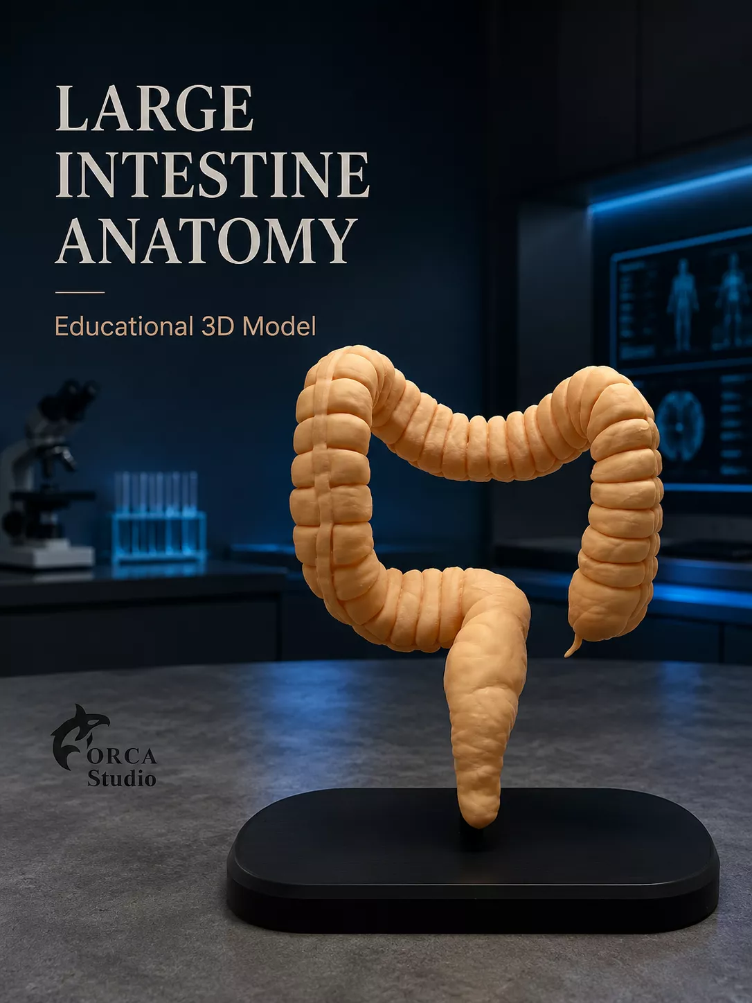 Human Large Intestine Anatomy 3D Model Educational STL 3D print model