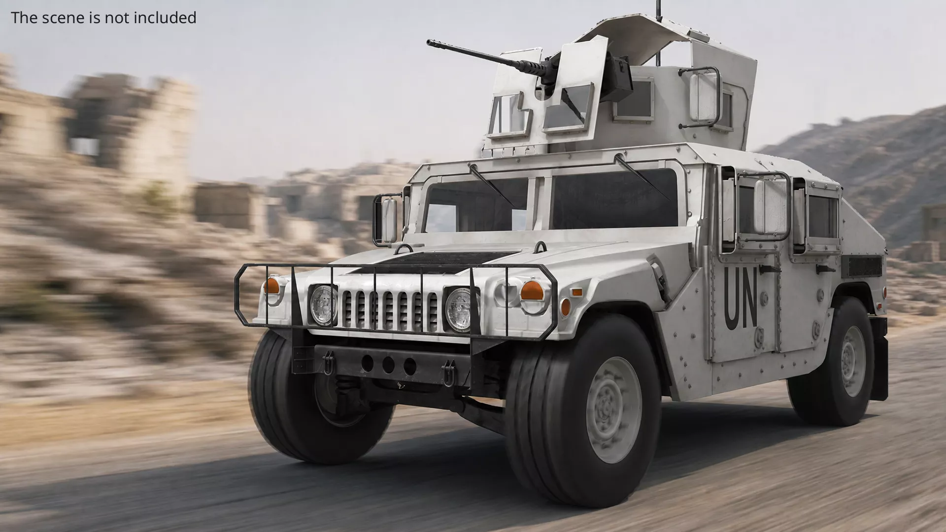 Hummer UN Gun Truck Rigged 3D model