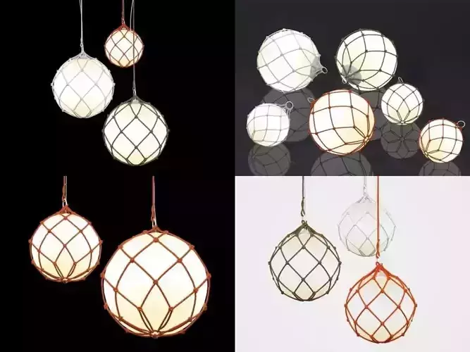 Fisherman hanging lamp made of wire and rope