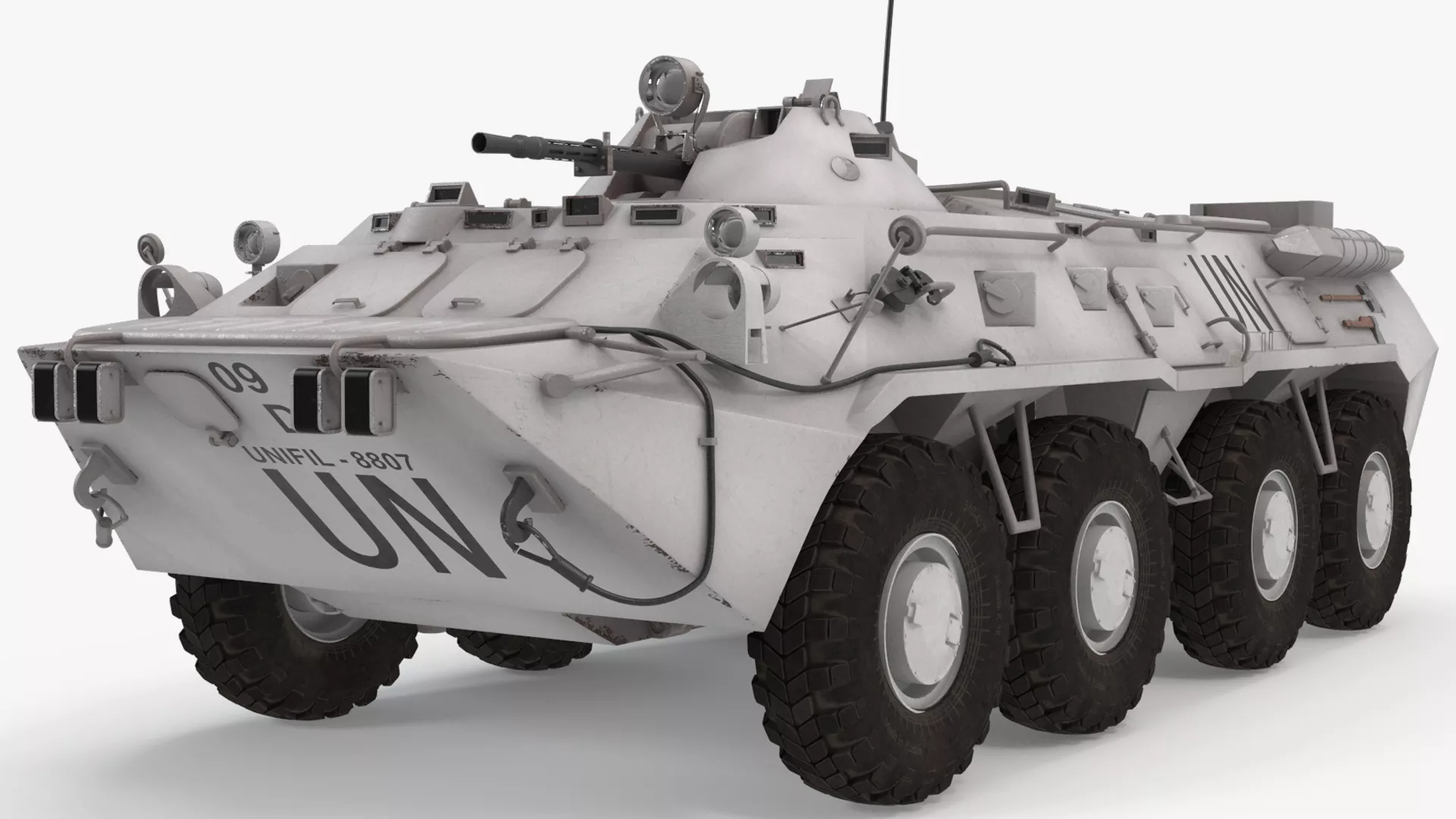 Soviet BTR-80 UN Peacekeeper APC Rigged 3D model