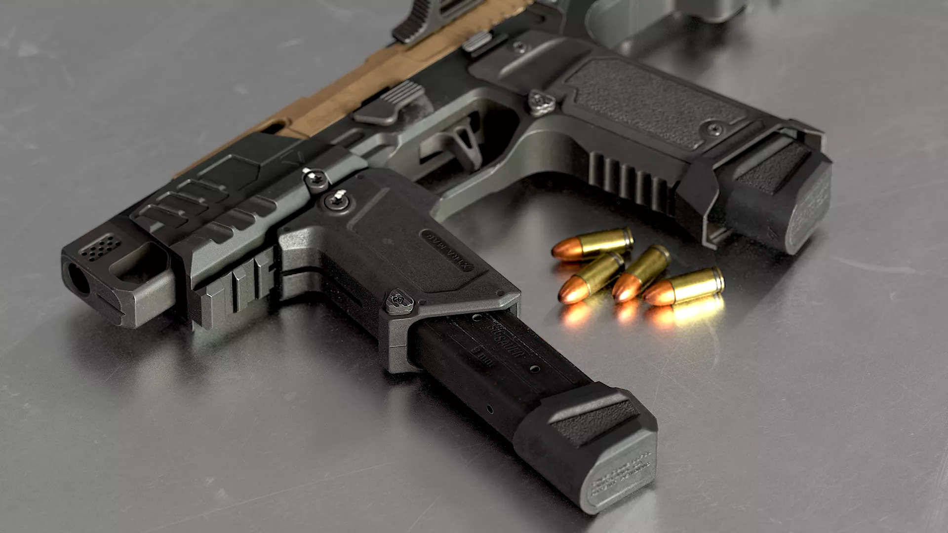 Pistol P320 Custome Low-poly 3D model