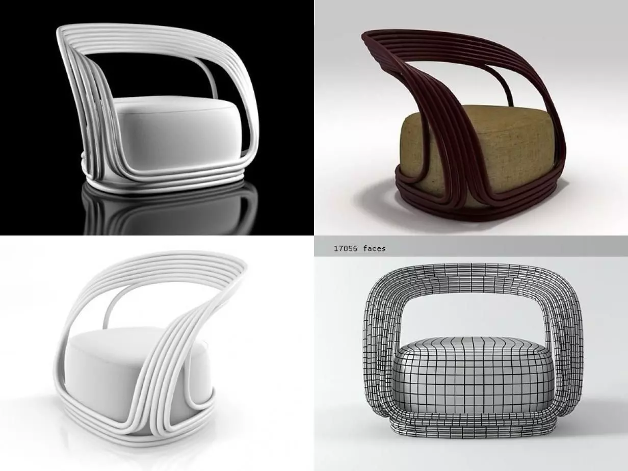 Eva four different chairs 3D model_0