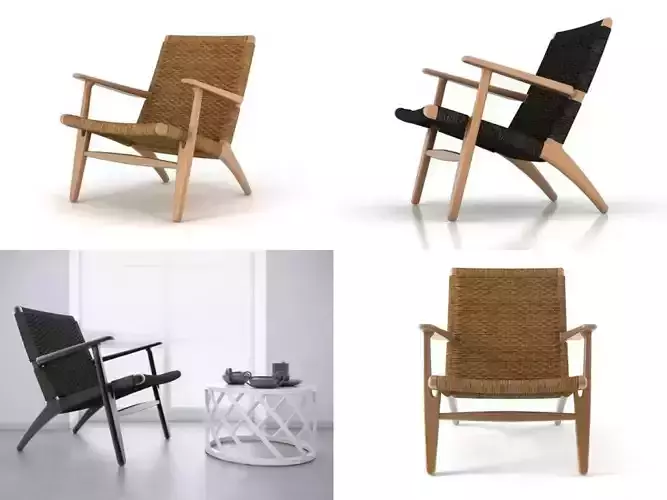 CH25 rattan lounge chair