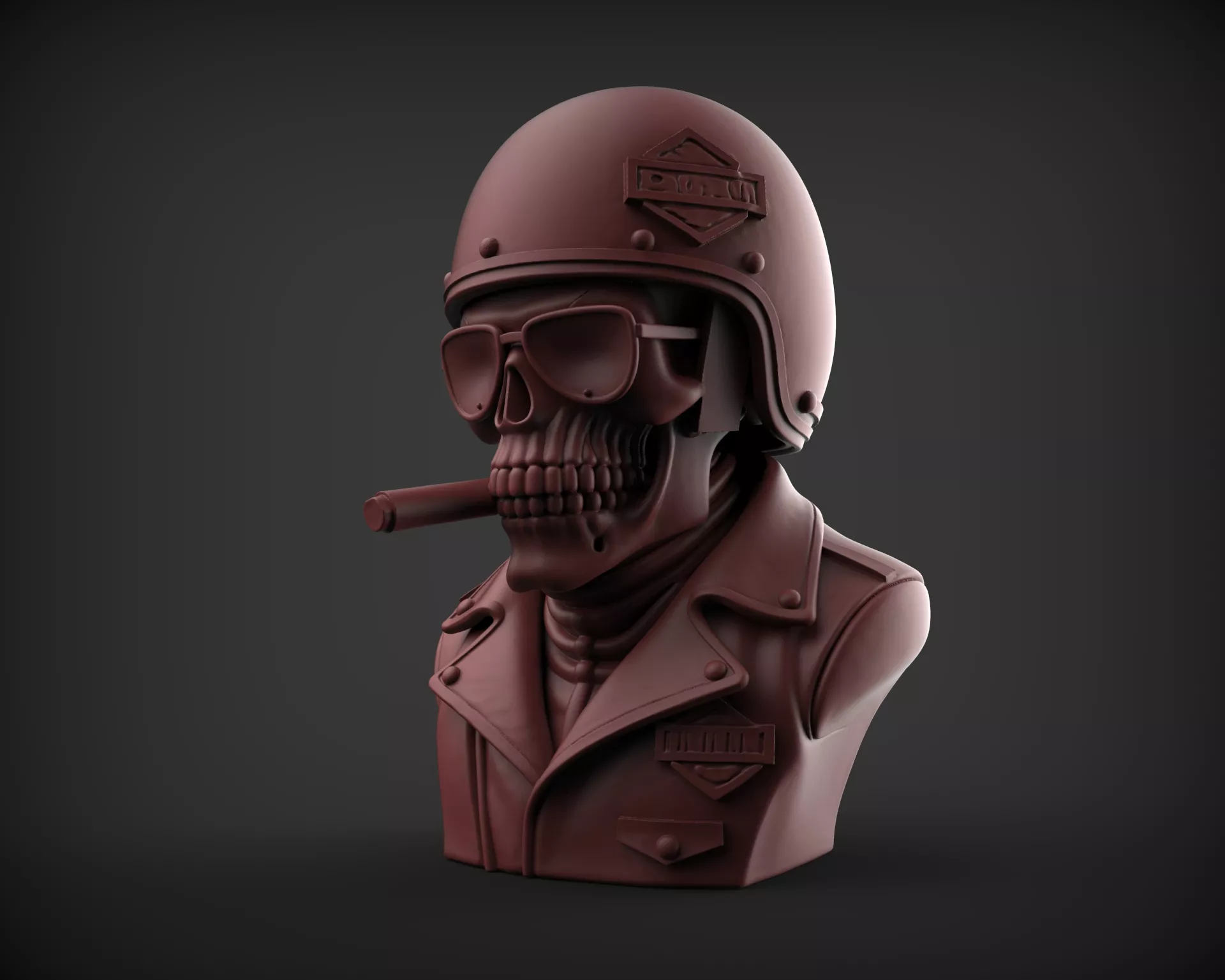 Biker skull bust 3D print model