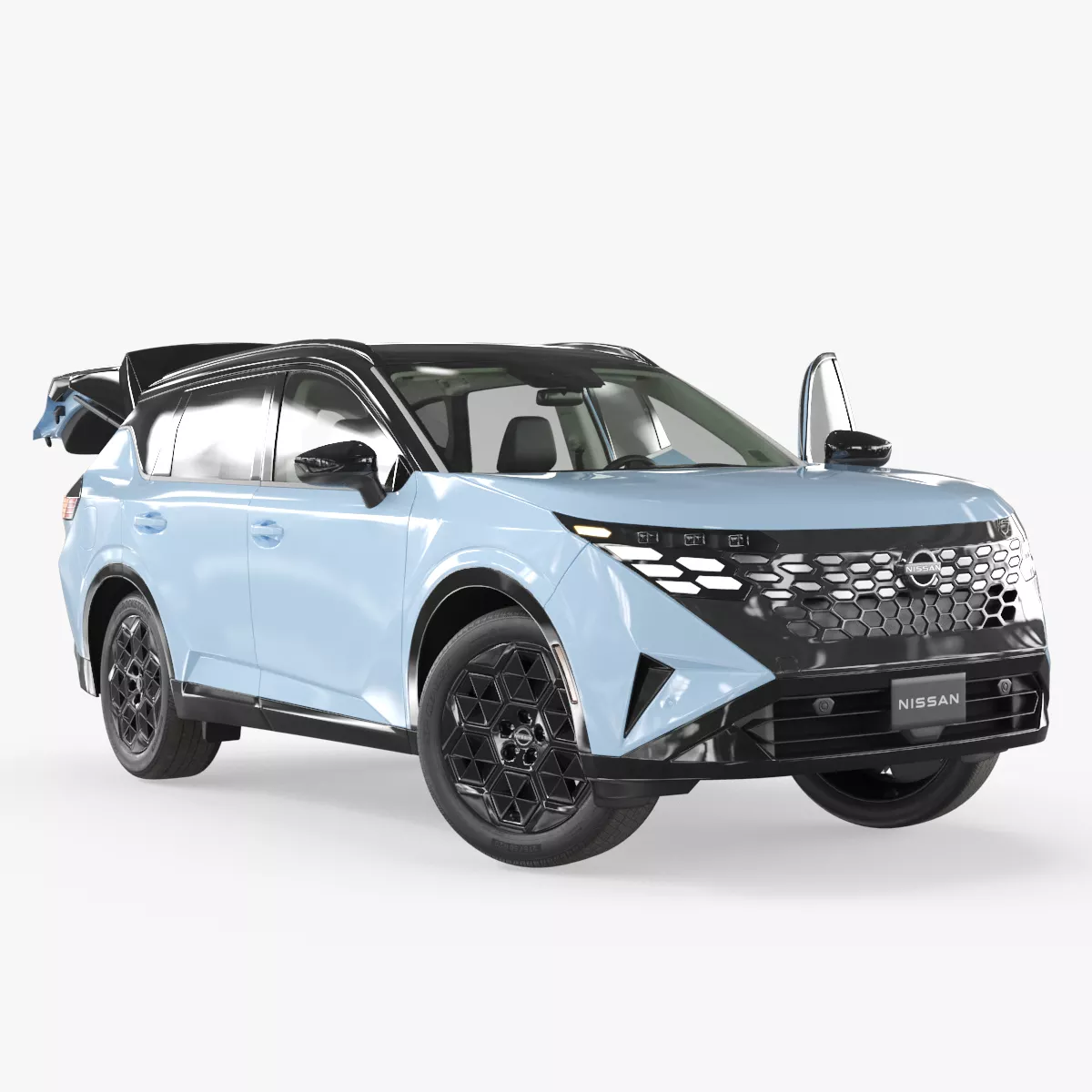 Nissan Rogue Crossover Hybrid 2027 Blue Rigged 3D model