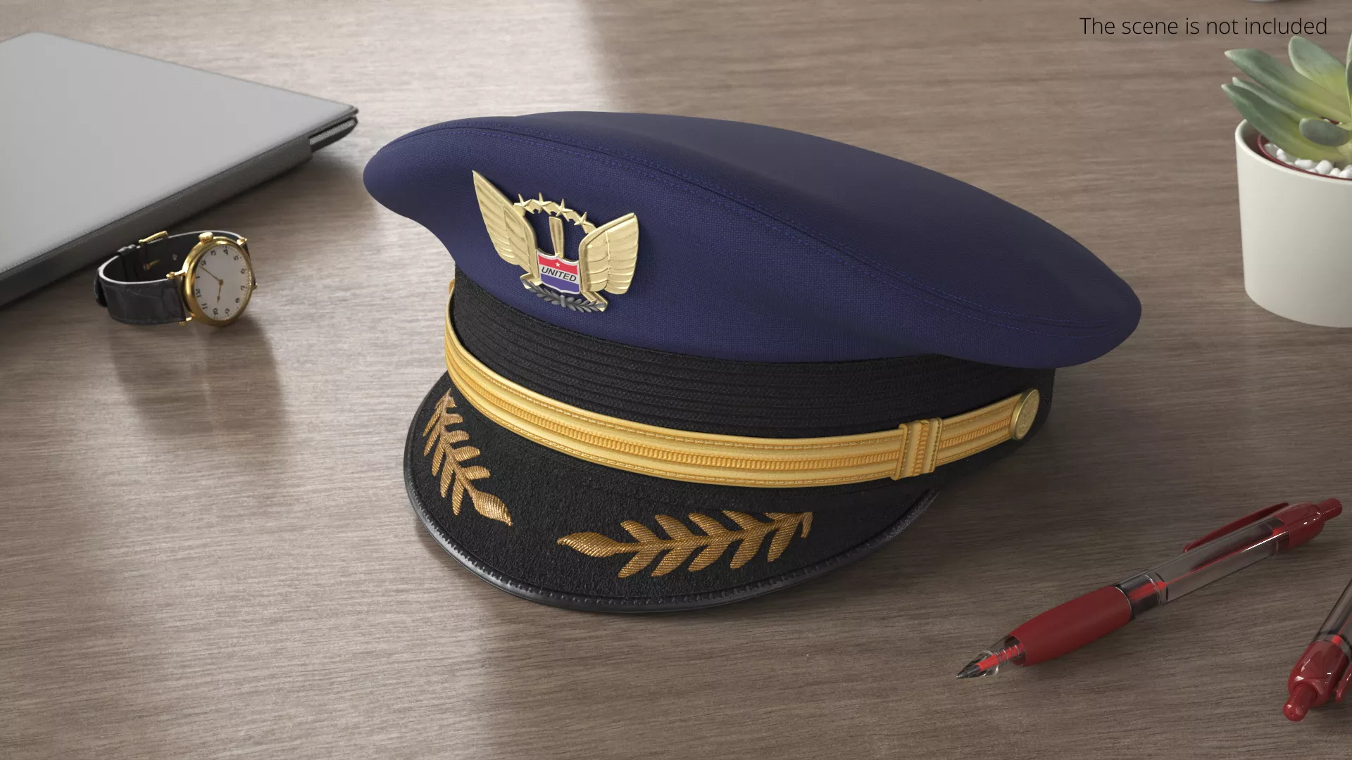 United Airlines Captain Cap Blue Fur 3D model