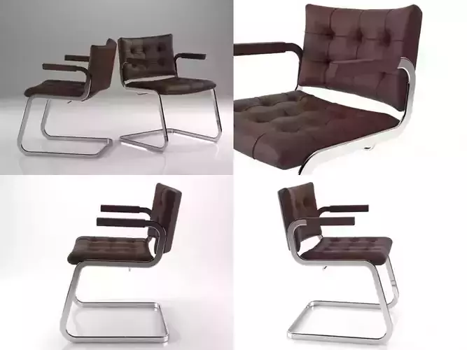 RH-305 leather chair with chrome legs 3D model