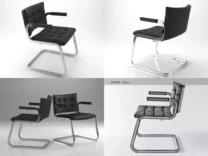 RH-305 leather chair with chrome legs