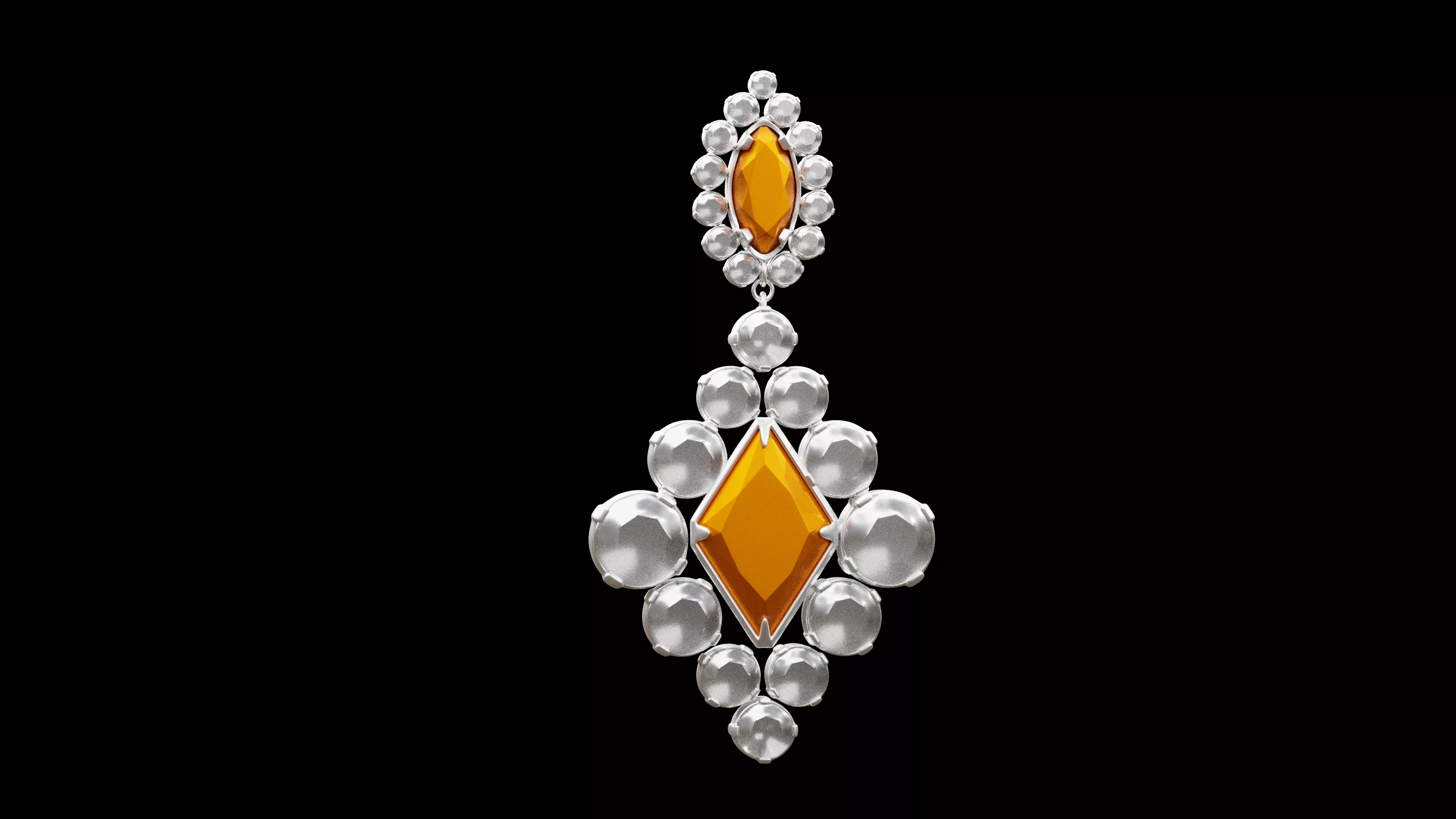 Orange Chandelier Earring Low-poly 3D model