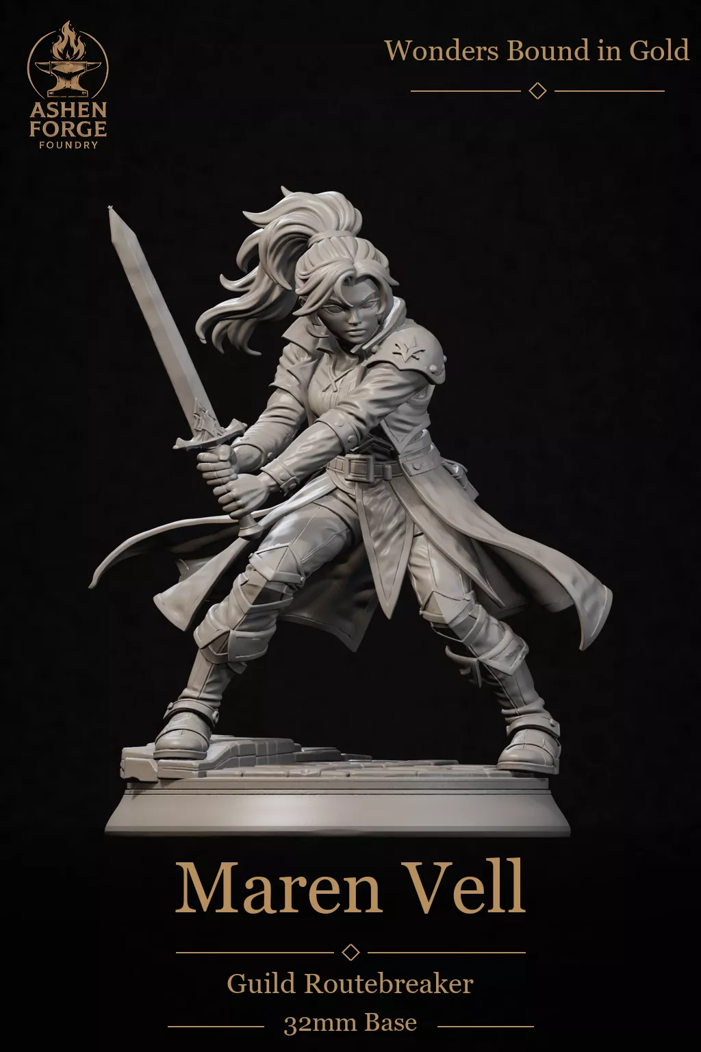Maren Vell - Anime Fantasy Hero Miniature Free 3D print model