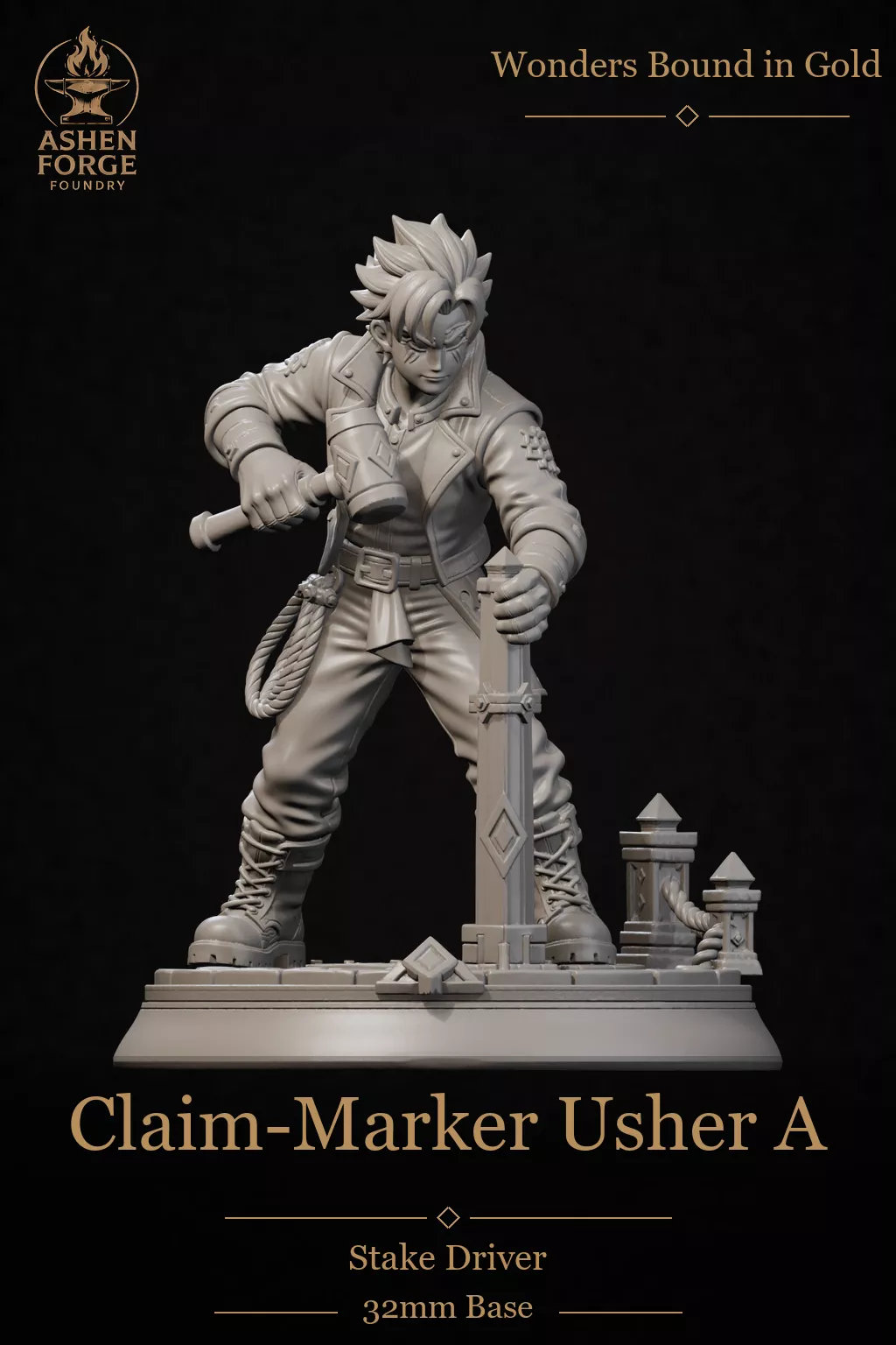 Claim-Marker Usher A - Anime Fantasy Enemy Miniature 3D print model