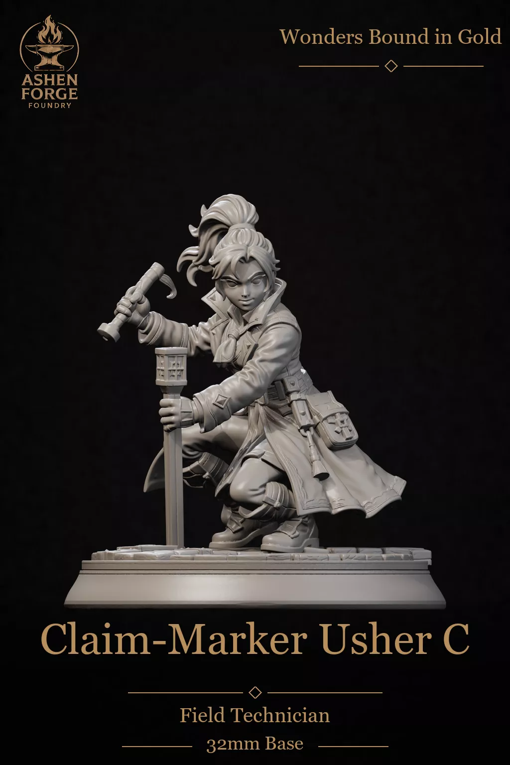 Claim-Marker Usher C - Anime Fantasy Enemy Miniature 3D print model