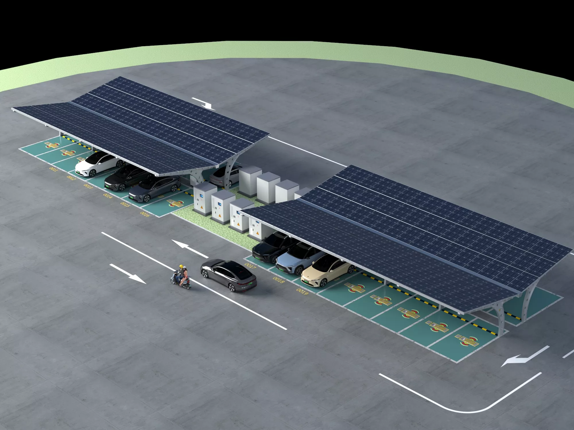 Modern Solar Photovoltaic EV Charging Station Scene 3D model