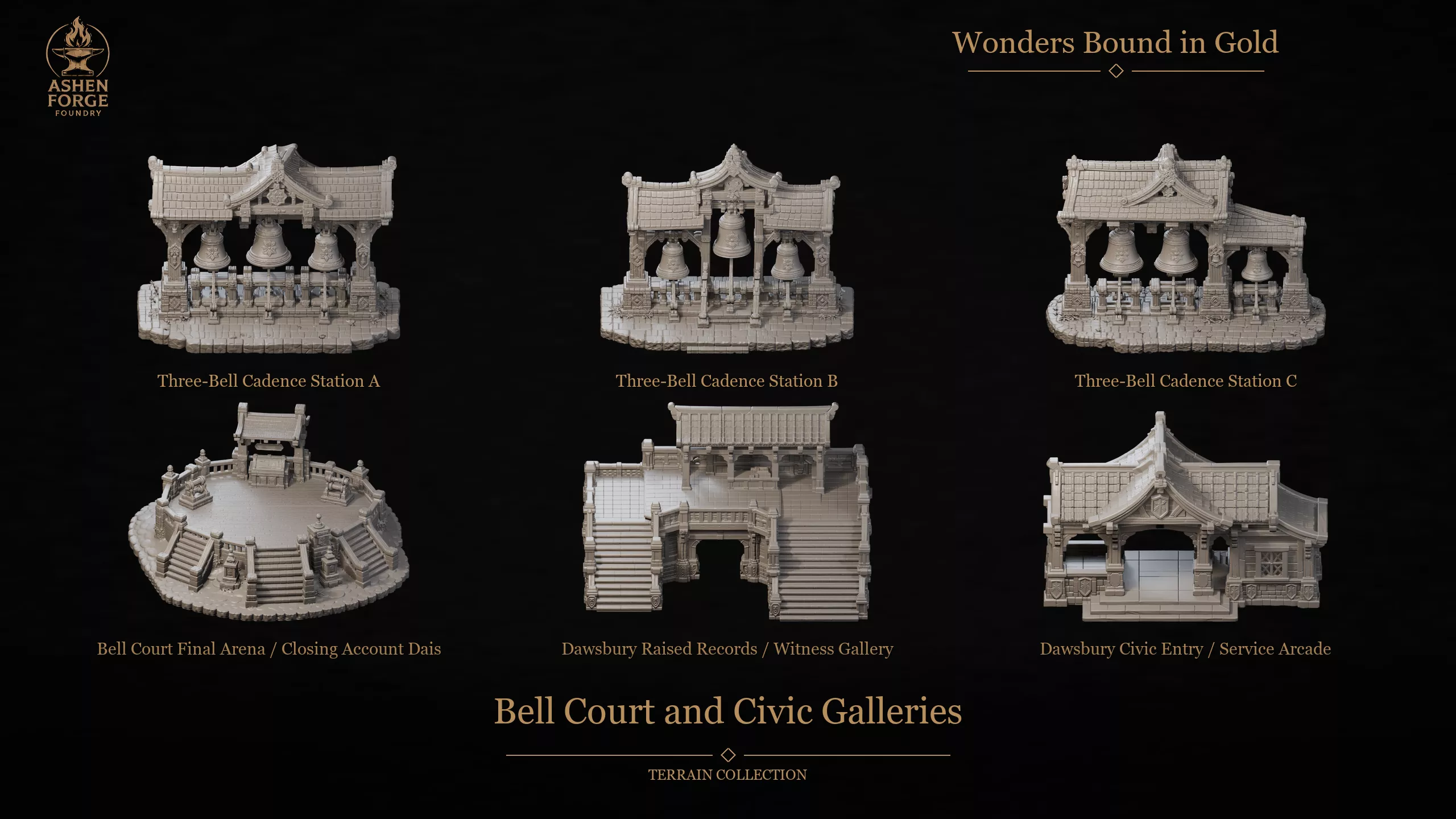 Bell Court and Civic Galleries - Anime Fantasy Tabletop Terrain 3D print model