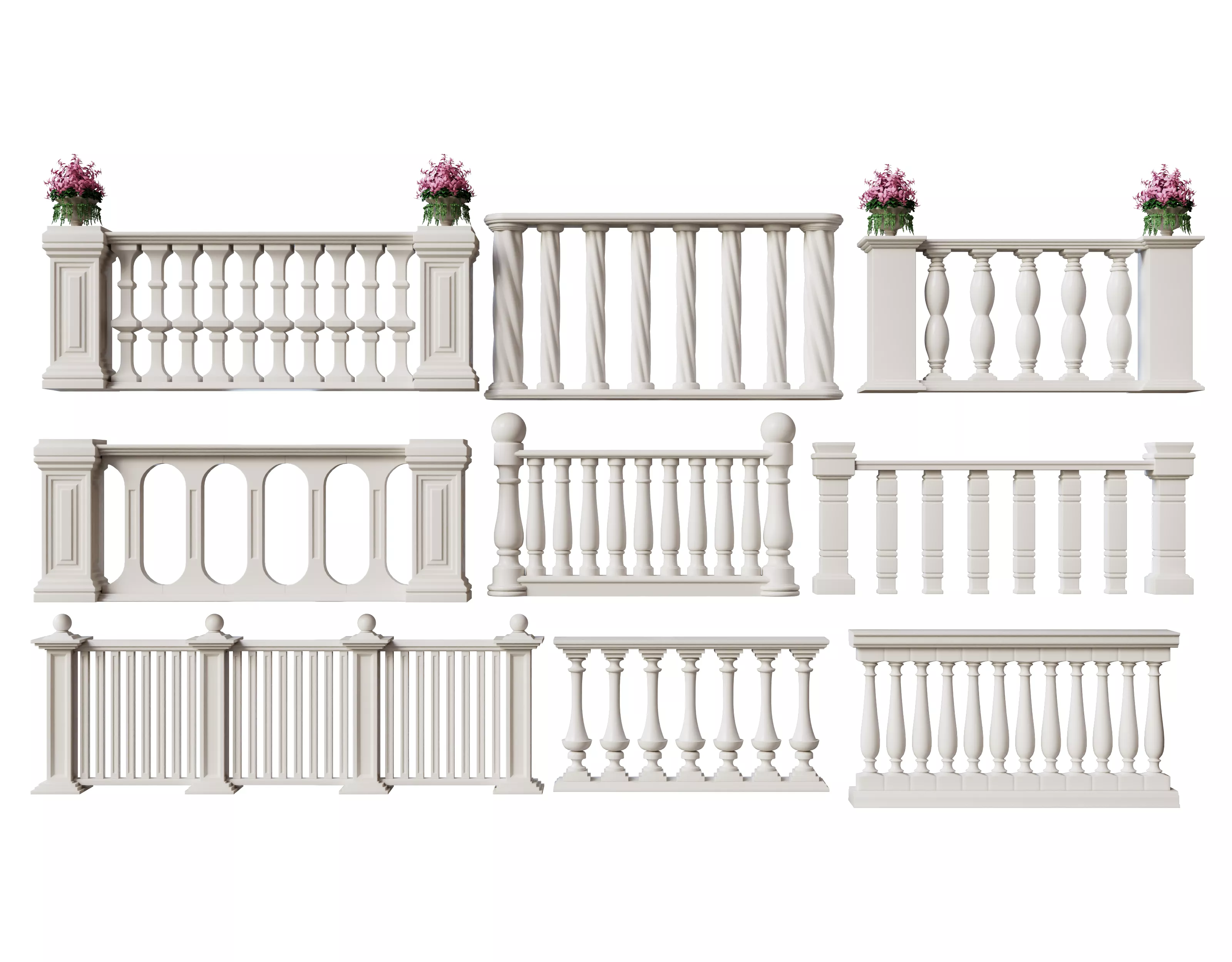 Stone Balustrade Balcony Terrace 3D model